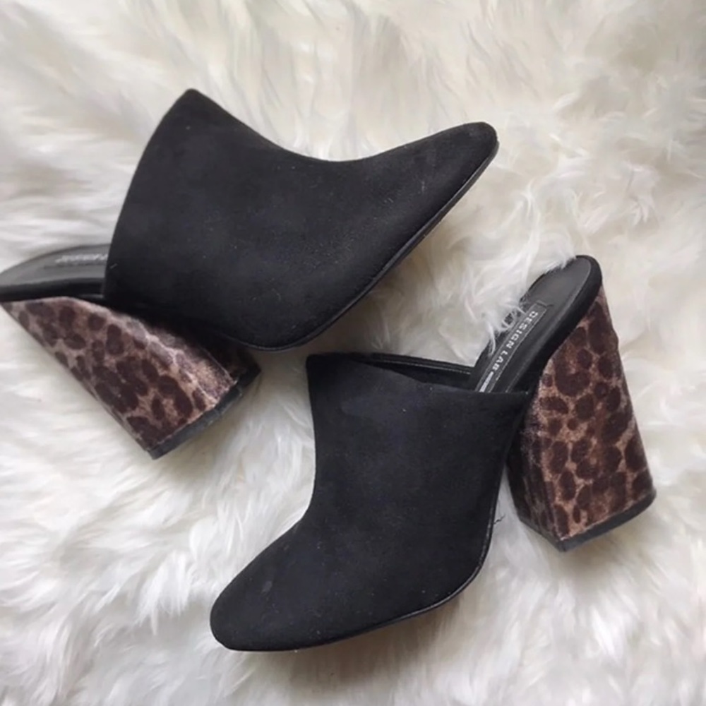 DESIGN LAB L&T | CHEETAH PRINT HIGH HEELED MULES